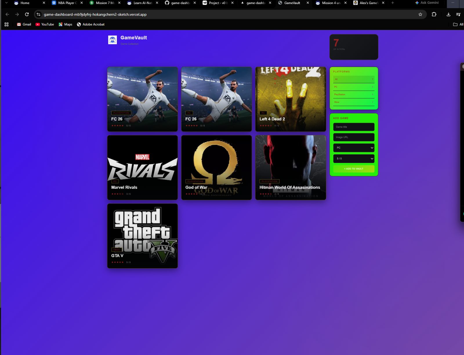 Mission 5: Build a Game Collection Dashboard